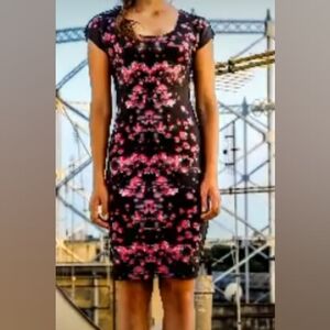 Animapop Reversible Neoprene Dress, Size L/XL, Black, Pink Cherry Blossoms